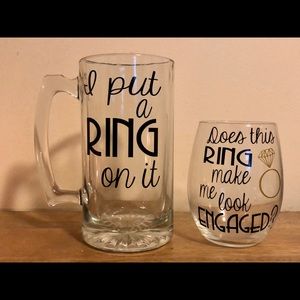 Engagement Mug and Wine Glass